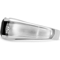 14K White Gold Men's Onyx and Diamond Ring - 0.05 Carat Total Diamond Weight by 0