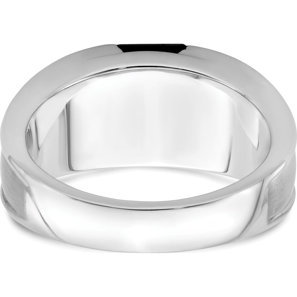 14K White Gold Men's Onyx and Diamond Ring - 0.05 Carat Total Diamond Weight by 0