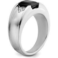 14K White Gold Men's Onyx and Diamond Ring - 0.05 Carat Total Diamond Weight by 0