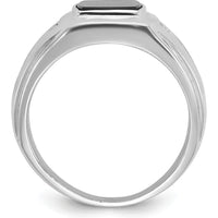 14K White Gold Men's Onyx and Diamond Ring Mounting - Bold Black Onyx with Diamond Accents by IBGoodman