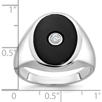 14K White Gold Men's Onyx and Diamond Ring with 1/10 Carat Round Diamond - Luxury Statement Piece by IBGoodman