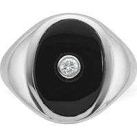 14K White Gold Men's Onyx and Diamond Ring with 1/10 Carat Round Diamond - Luxury Statement Piece by IBGoodman