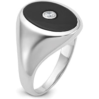 14K White Gold Men's Onyx and Diamond Ring with 1/10 Carat Round Diamond - Luxury Statement Piece by IBGoodman