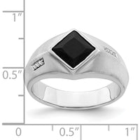 14K White Gold Men's Onyx and Diamond Ring with 1.6 Carat Onyx and 0.03 Carat Total Diamond Weight by 0