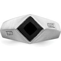 14K White Gold Men's Onyx and Diamond Ring with 1.6 Carat Onyx and 0.03 Carat Total Diamond Weight by 0