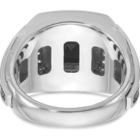 14K White Gold Men's Onyx and Diamond Ring with Black Rhodium Finish - 1/4 Carat Total Diamond Weight by IBGoodman