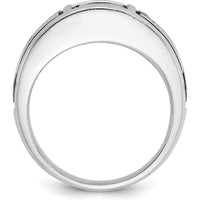 14K White Gold Men's Onyx and Diamond Ring with Black Rhodium Plating by IBGoodman