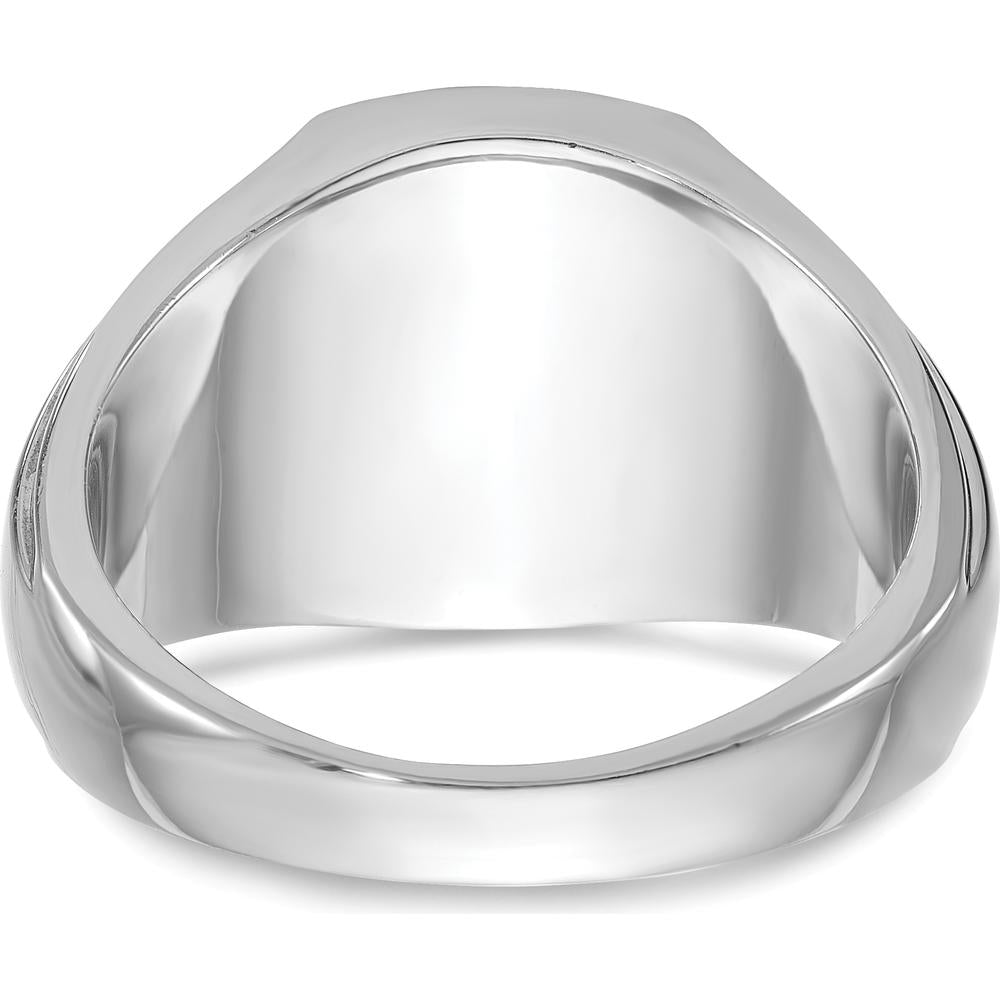 14K White Gold Men's Onyx and Round Diamond Ring - 1/8 Carat Total Diamond Weight by IBGoodman