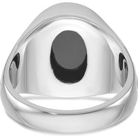14K White Gold Men's Onyx Ring with Black Rhodium Plating - 16x12mm Oval Onyx Stone by IBGoodman