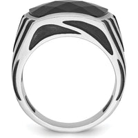 14K White Gold Men's Onyx Ring with Black Rhodium Plating - 17x12mm Onyx by IBGoodman
