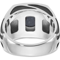 14K White Gold Men's Onyx Ring with Black Rhodium Plating - 17x12mm Onyx by IBGoodman
