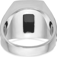 14K White Gold Men's Onyx Ring with Black Rhodium Plating - Cushion Cut Onyx Stone by IBGoodman