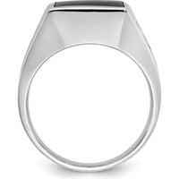 14K White Gold Men's Onyx Ring with Rhodium Plating - Bold Masculine Design by IBGoodman
