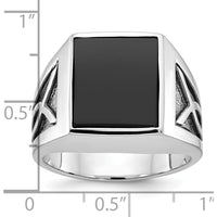 14K White Gold Men's Onyx Ring with Rhodium Plating - Bold Masculine Design by IBGoodman