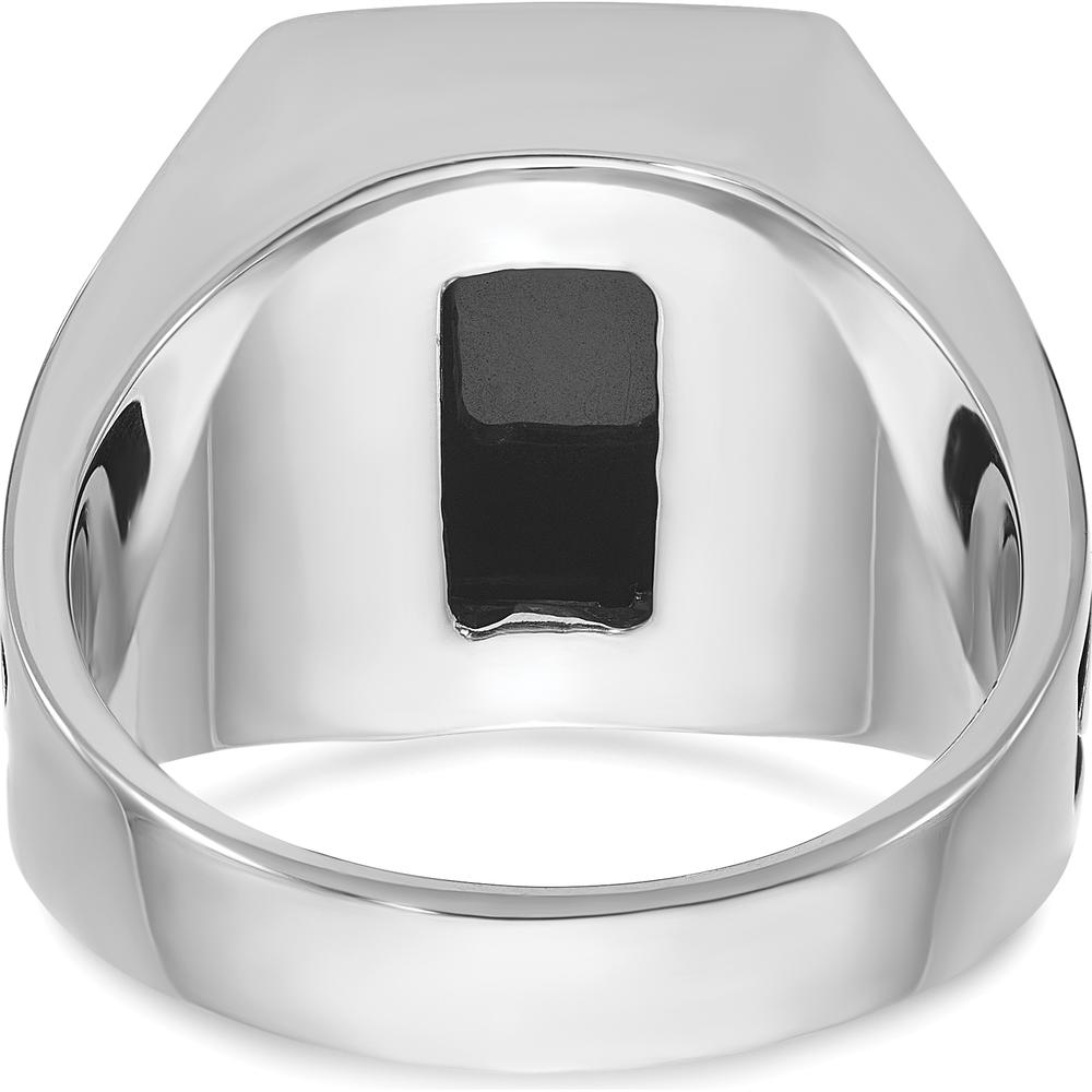 14K White Gold Men's Onyx Ring with Rhodium Plating - Bold Masculine Design by IBGoodman