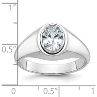 14K White Gold Men's Oval Diamond Ring Mounting with Rhodium Plating by IBGoodman