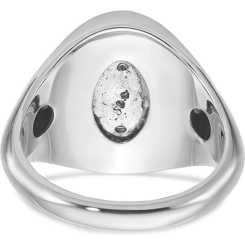 14K White Gold Men's Oval Gemstone and Diamond Ring with Accent Diamonds by IBGoodman