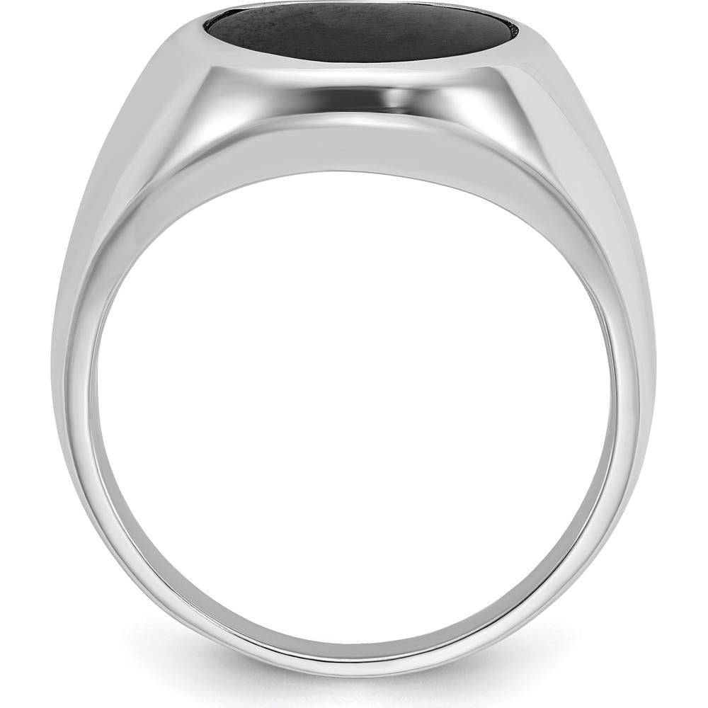 14K White Gold Men's Oval Gemstone Ring Mounting - Ideal for Custom Sapphires, Emeralds, or Onyx by IBGoodman