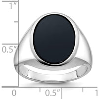 14K White Gold Men's Oval Gemstone Ring Mounting - Ideal for Custom Sapphires, Emeralds, or Onyx by IBGoodman