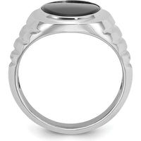 14K White Gold Men's Oval Onyx Ring with Rhodium Plating - 16x12mm Oval Black Onyx by IBGoodman