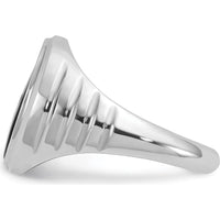 14K White Gold Men's Oval Onyx Ring with Rhodium Plating - 16x12mm Oval Black Onyx by IBGoodman