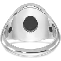 14K White Gold Men's Oval Onyx Ring with Rhodium Plating - 16x12mm Oval Black Onyx by IBGoodman