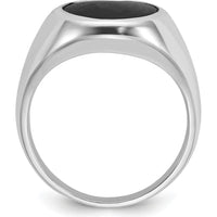 14K White Gold Men's Oval Onyx Ring with Rhodium Plating - Bold and Timeless Design by IBGoodman