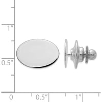 14K White Gold Men's Oval Tie Tac - Polished Rhodium Finish by 0