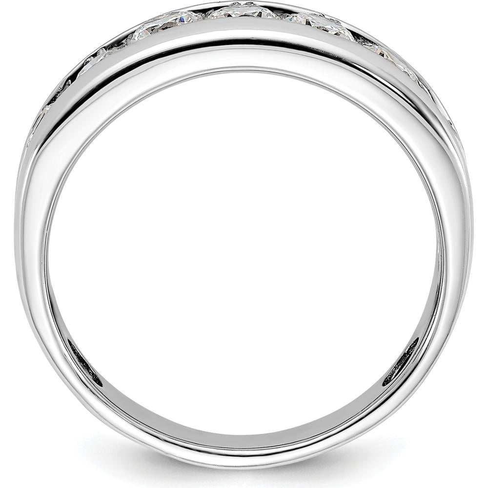 14K White Gold Men's Polished 1-Carat Diamond Ring with Round Diamonds - AA Quality by IBGoodman