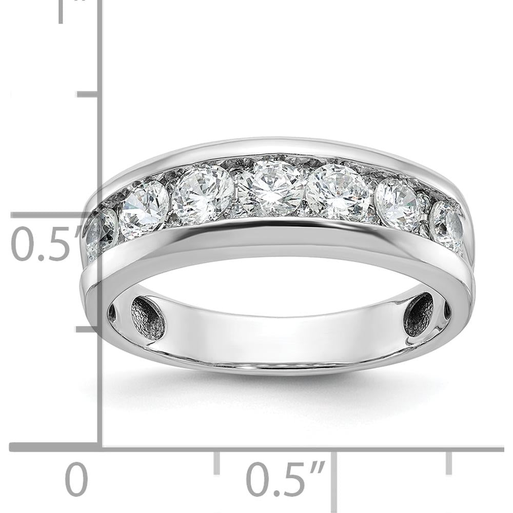 14K White Gold Men's Polished 1-Carat Diamond Ring with Round Diamonds - AA Quality by IBGoodman