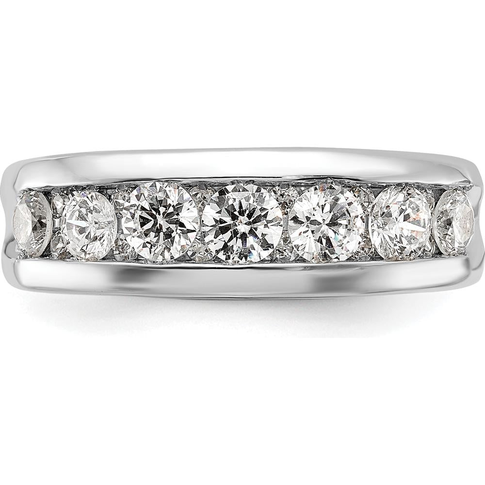 14K White Gold Men's Polished 1-Carat Diamond Ring with Round Diamonds - AA Quality by IBGoodman