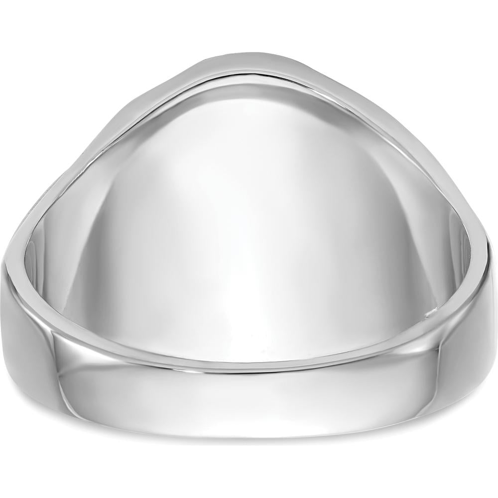 14K White Gold Men's Polished and Antiqued Masonic Ring with Oval Blue Lab-Created Spinel - 12x10mm by IBGoodman