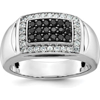 14K White Gold Men's Polished and Cut-Out Rectangle Ring Mounting by IBGoodman