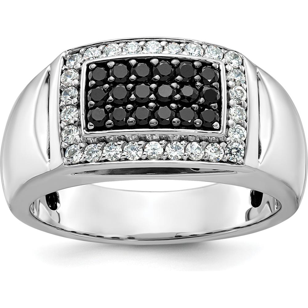14K White Gold Men's Polished and Cut-Out Rectangle Ring Mounting by IBGoodman