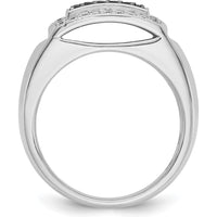 14K White Gold Men's Polished and Cut-Out Rectangle Ring Mounting by IBGoodman