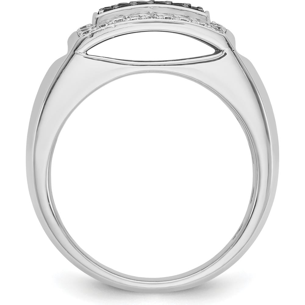 14K White Gold Men's Polished and Cut-Out Rectangle Ring Mounting by IBGoodman
