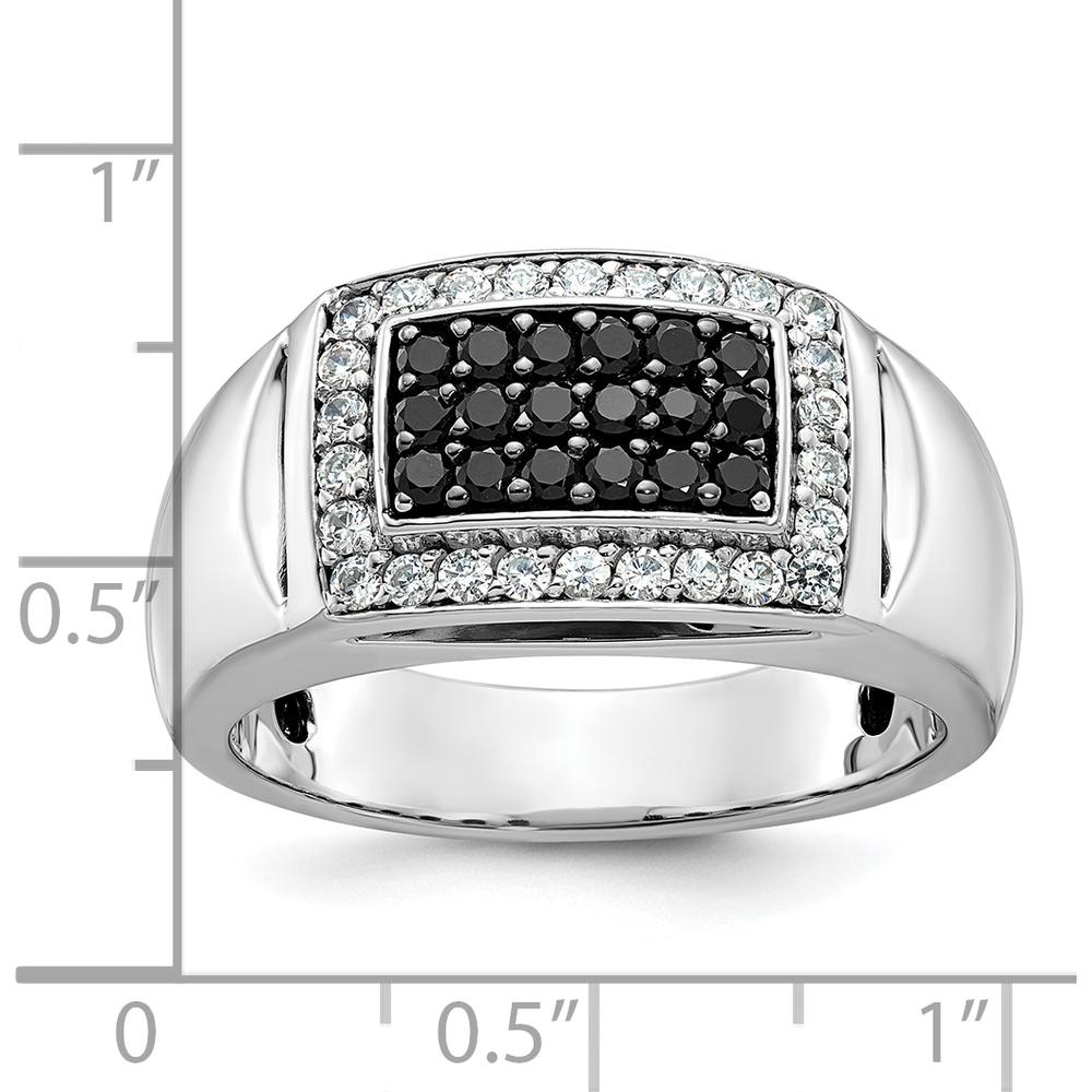14K White Gold Men's Polished and Cut-Out Rectangle Ring Mounting by IBGoodman