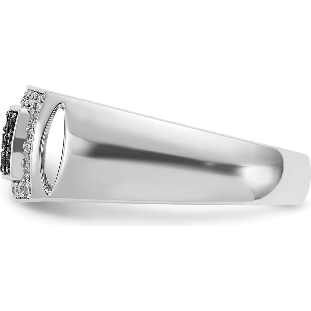 14K White Gold Men's Polished and Cut-Out Rectangle Ring Mounting by IBGoodman