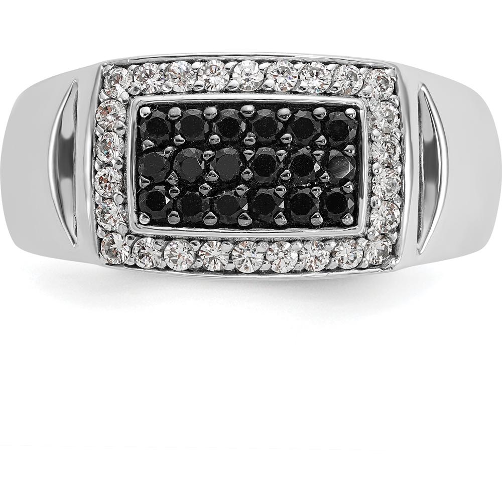 14K White Gold Men's Polished and Cut-Out Rectangle Ring Mounting by IBGoodman