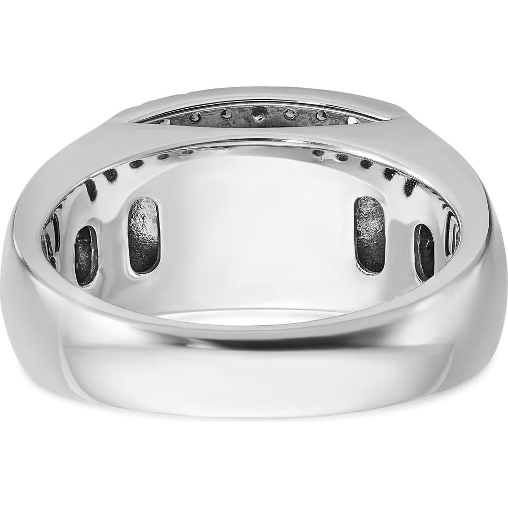 14K White Gold Men's Polished and Cut-Out Rectangle Ring Mounting by IBGoodman