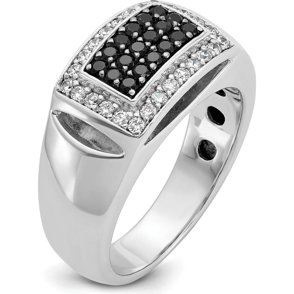 14K White Gold Men's Polished and Cut-Out Rectangle Ring Mounting by IBGoodman