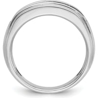 14K White Gold Men's Polished and Grooved 5-Stone Diamond Ring - 1.2 Carats Total Diamond Weight by IBGoodman