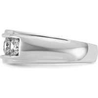 14K White Gold Men's Polished and Grooved 5-Stone Diamond Ring - 1.2 Carats Total Diamond Weight by IBGoodman