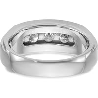 14K White Gold Men's Polished and Grooved 5-Stone Diamond Ring - 1.2 Carats Total Diamond Weight by IBGoodman
