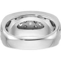 14K White Gold Men's Polished and Grooved Diamond Ring with 1.75 Carats Total Diamond Weight by IBGoodman