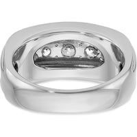 14K White Gold Men's Polished and Grooved Diamond Ring with 2-Carat Total Diamond Weight by IBGoodman
