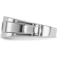 14K White Gold Men's Polished and Grooved Lab-Created Sapphire and 1/10 Carat AA Quality Diamond Ring by IBGoodman