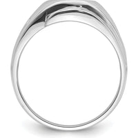 14K White Gold Men's Polished and Grooved Masonic Ring Mounting for 10x8mm Oval Stone by IBGoodman