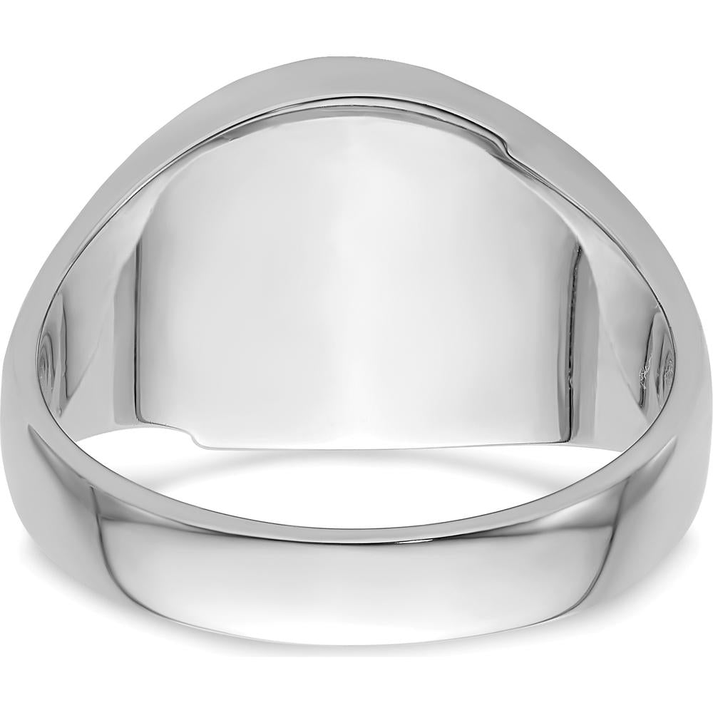 14K White Gold Men's Polished and Grooved Masonic Ring Mounting for 10x8mm Oval Stone by IBGoodman