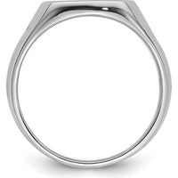 14K White Gold Men's Polished and Grooved Masonic Ring with Rhodium-Plated Finish by IBGoodman